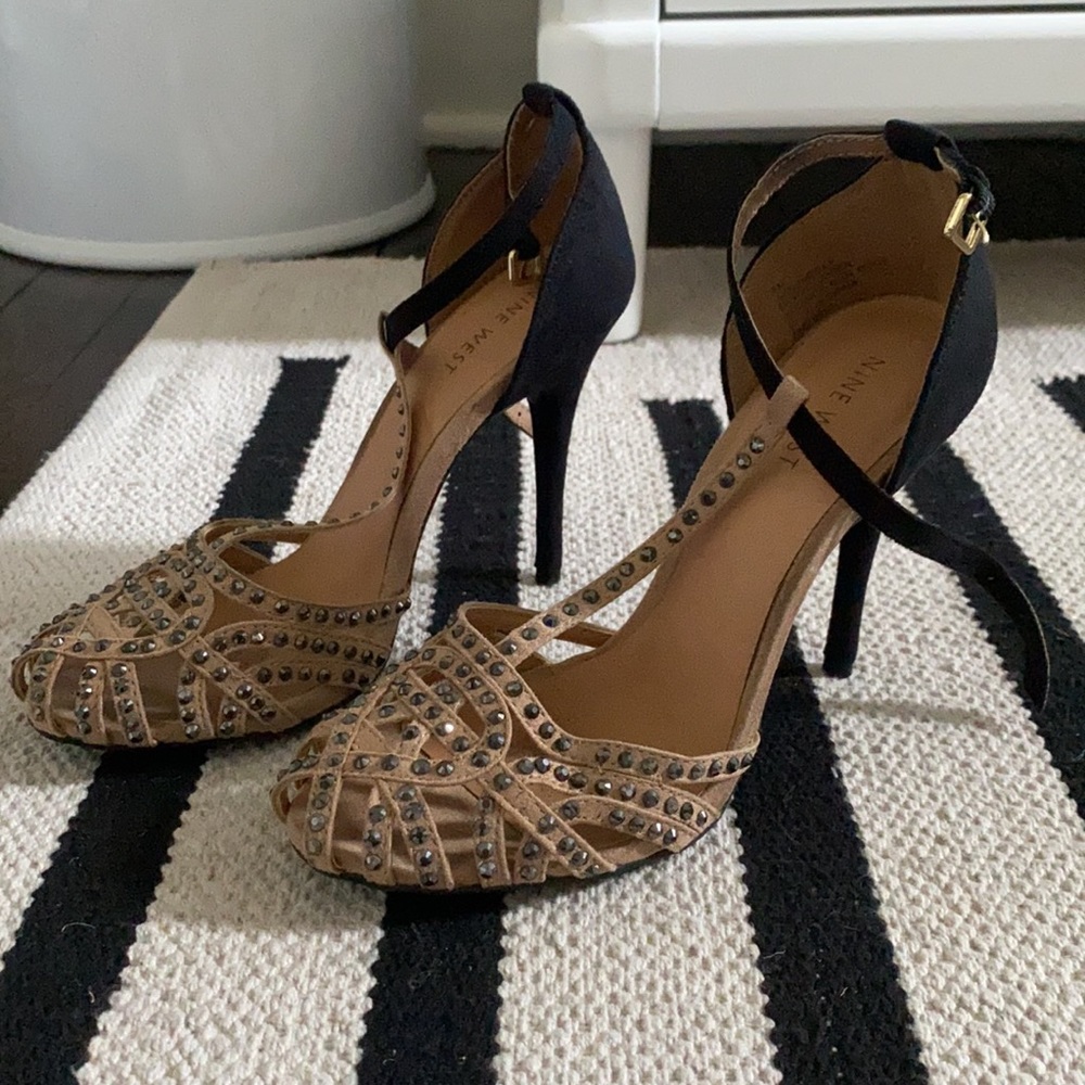 Nine West Studded Two-Toned Evening Sandal